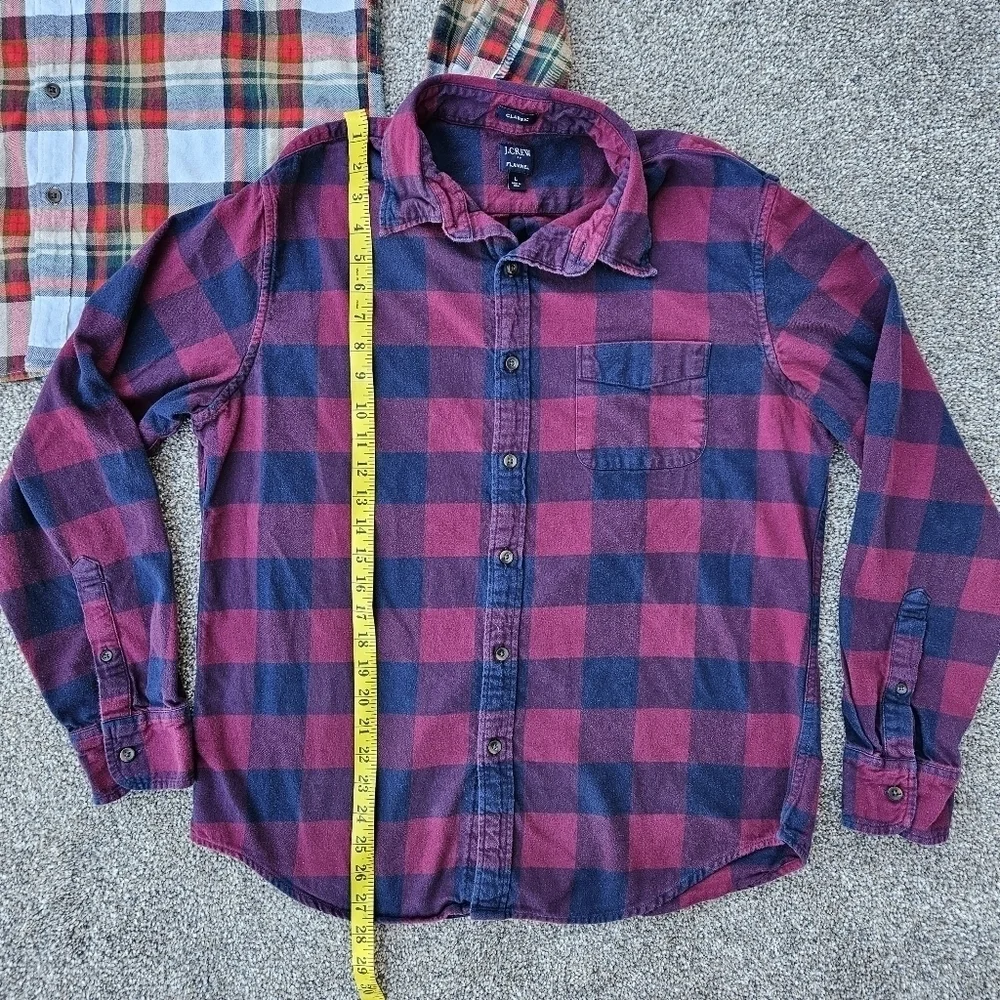 J.Crew Mercantile Classic Fit Long-Sleeve Flannel Red Plaid Shirt LOT Mens Large